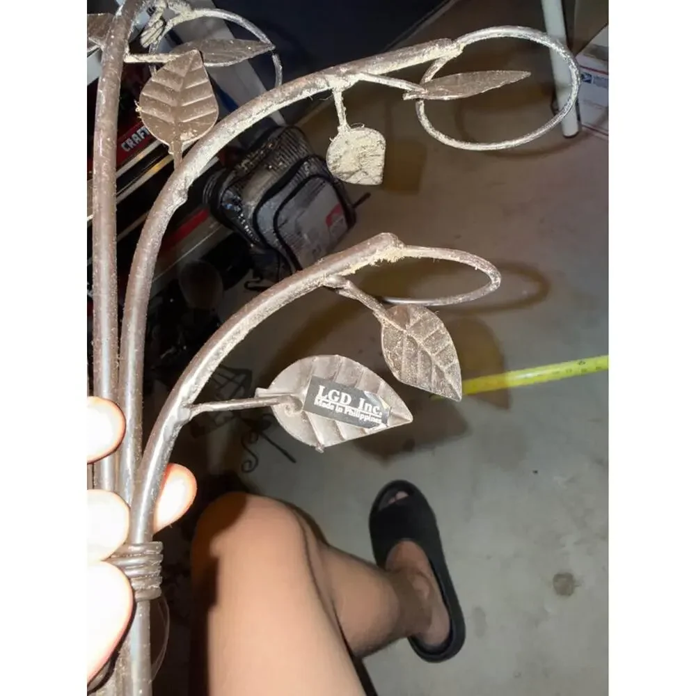 Metal wall sconce branch leaves votive candle holder